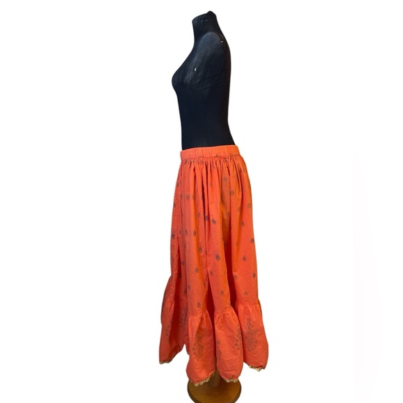 Vintage Orange Maxi Ruffled Circle Skirt - Picture 8 of 10